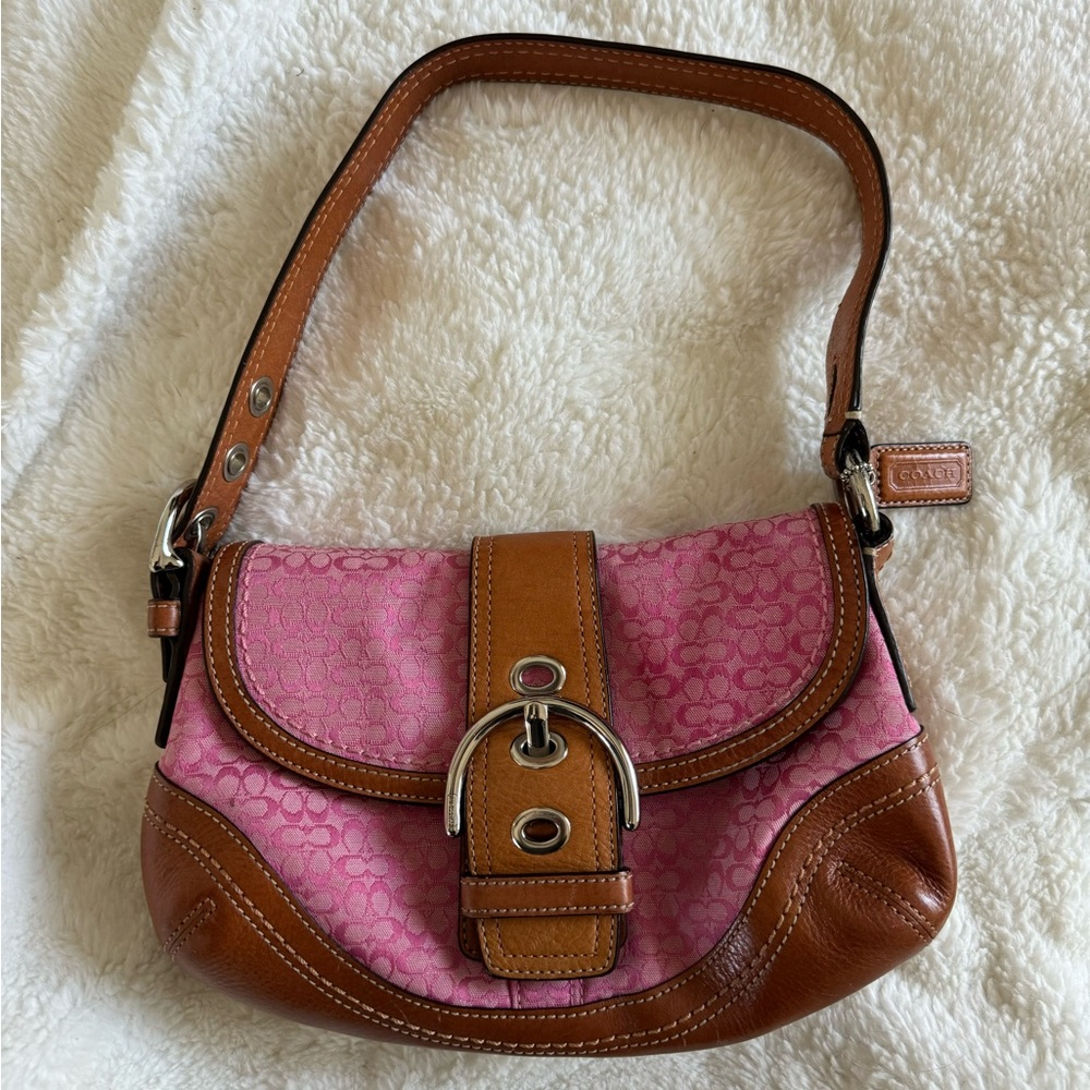 Pink and Brown Coach Shoulder Bag